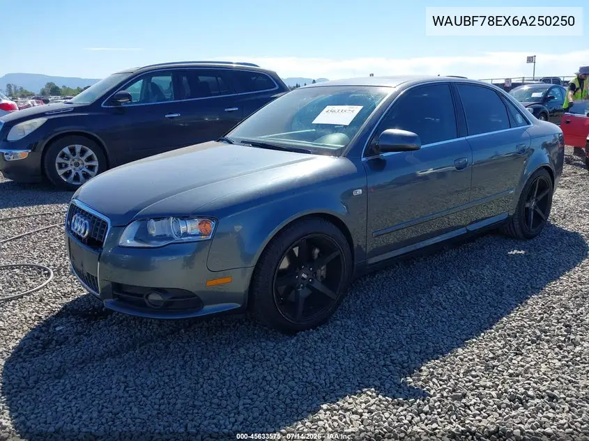 2006 Audi A4 2.0T VIN: WAUBF78EX6A250250 Lot: 45633575