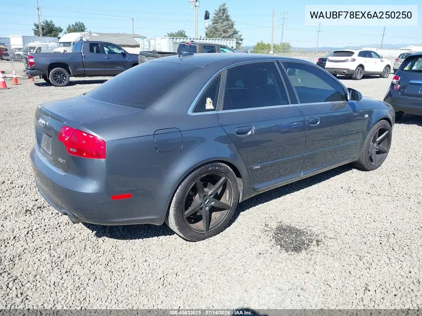 2006 Audi A4 2.0T VIN: WAUBF78EX6A250250 Lot: 45633575