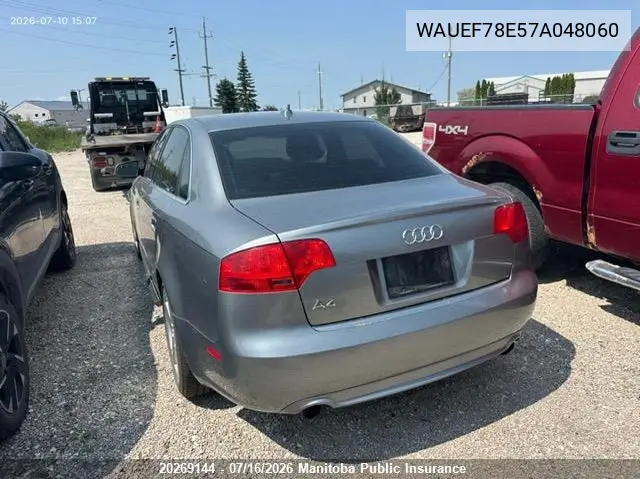 2007 Audi A4 2.0T S-Line Quattro VIN: WAUEF78E57A048060 Lot: 20269144