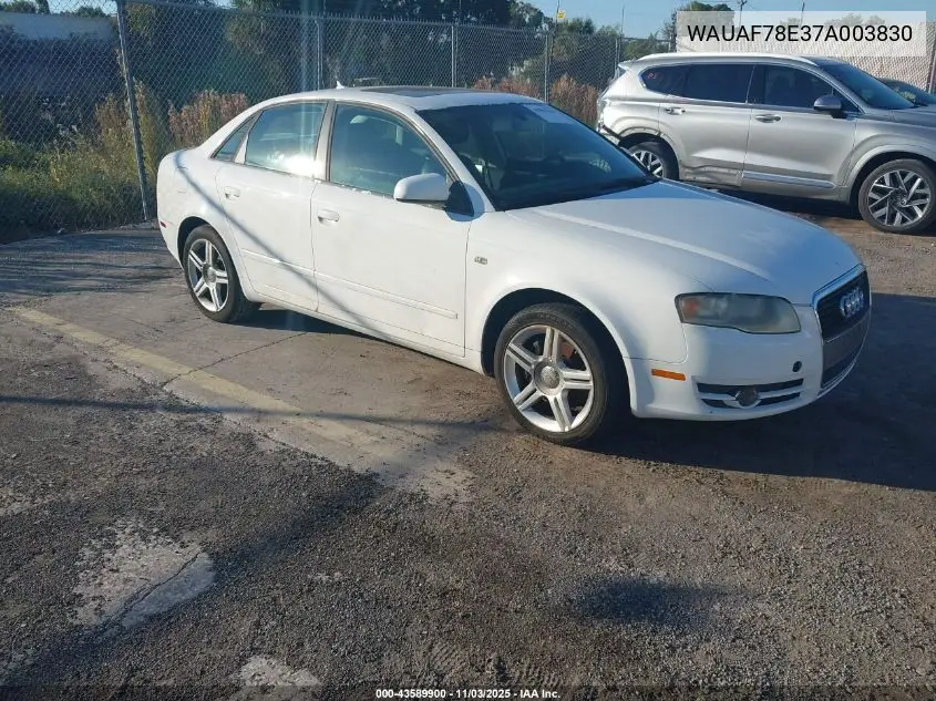 WAUAF78E37A003830 2007 Audi A4 2.0T