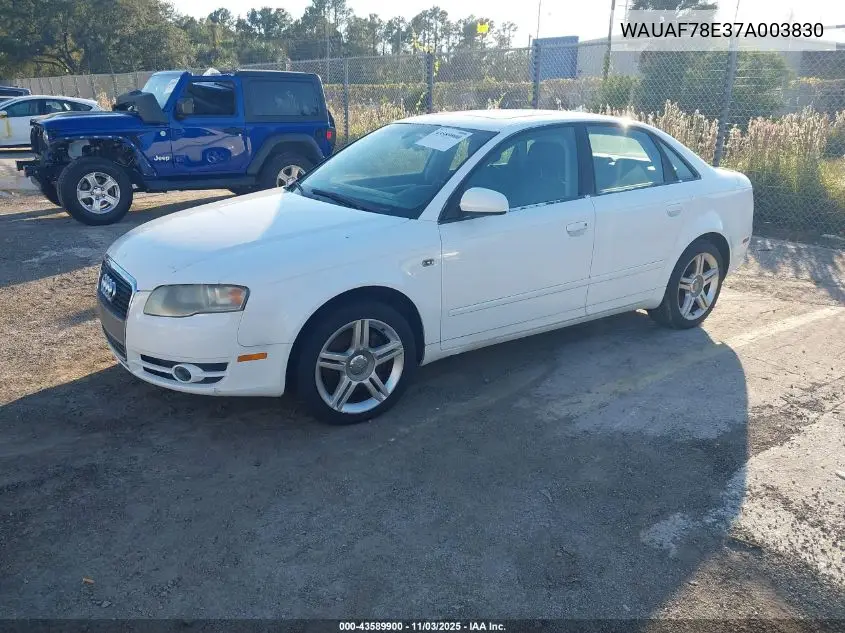 WAUAF78E37A003830 2007 Audi A4 2.0T