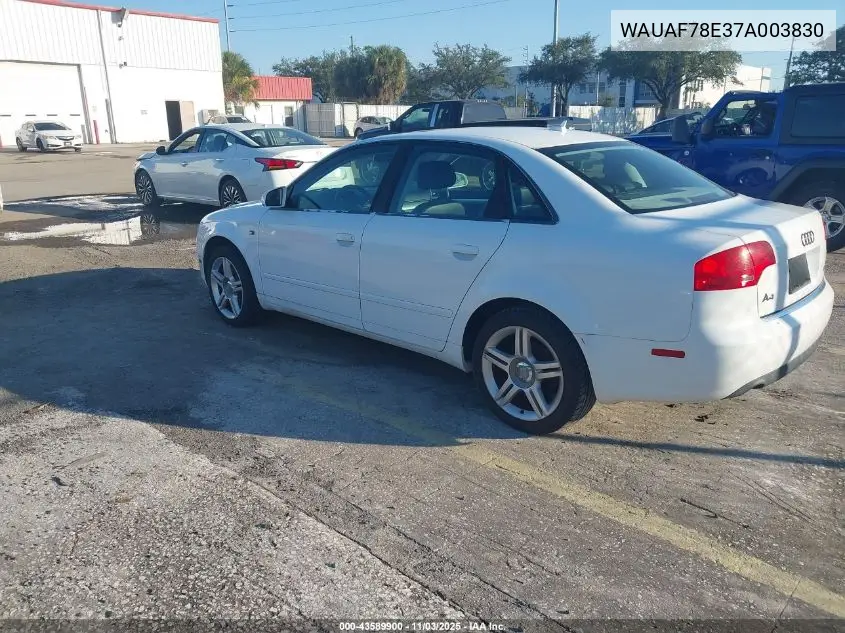 WAUAF78E37A003830 2007 Audi A4 2.0T