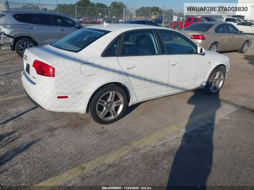 WAUAF78E37A003830 2007 Audi A4 2.0T