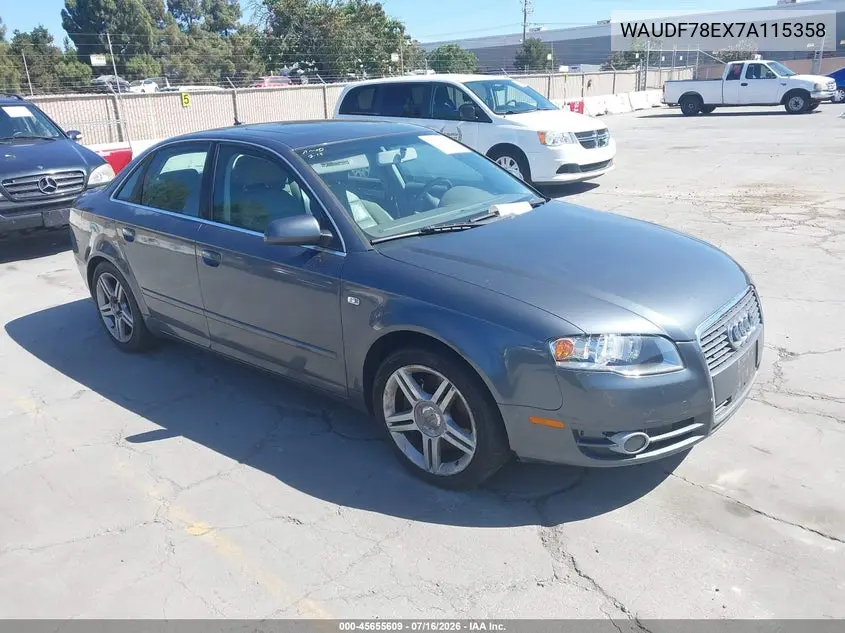 2007 Audi A4 2.0T VIN: WAUDF78EX7A115358 Lot: 45655609