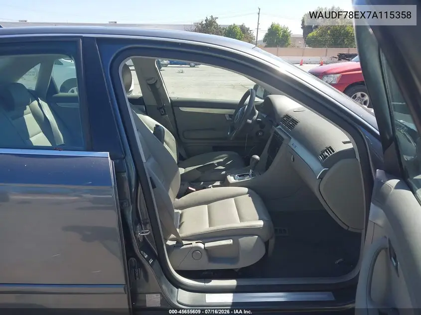 2007 Audi A4 2.0T VIN: WAUDF78EX7A115358 Lot: 45655609