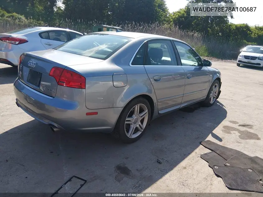 2008 Audi A4 2.0T/2.0T Special Edition VIN: WAUDF78E78A100687 Lot: 45585643