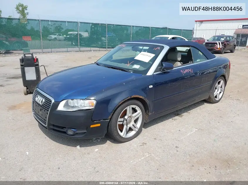 2008 Audi A4 2.0T VIN: WAUDF48H88K004456 Lot: 45669144