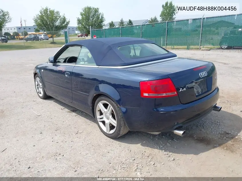 2008 Audi A4 2.0T VIN: WAUDF48H88K004456 Lot: 45669144