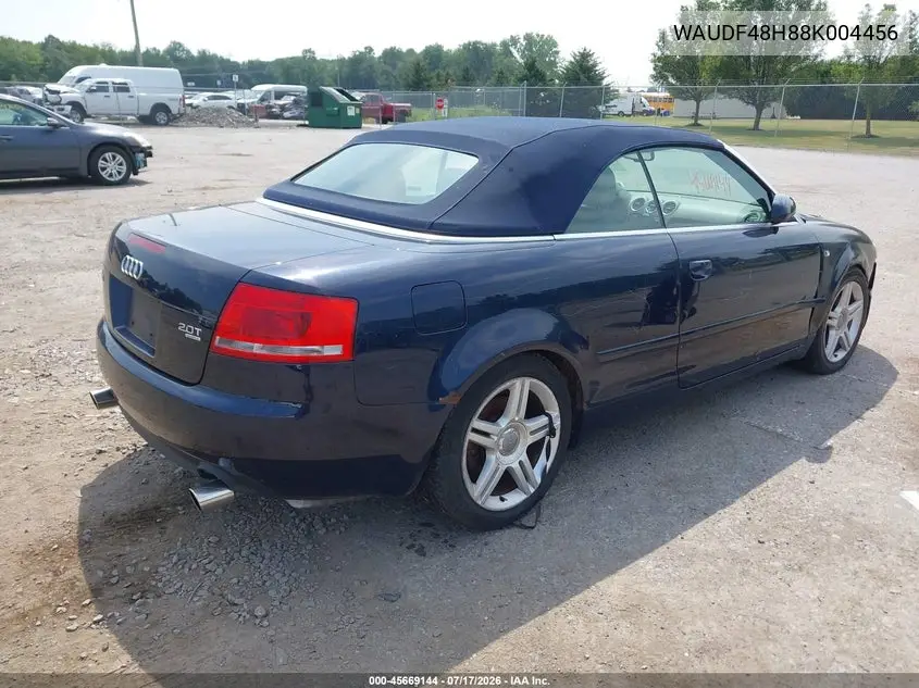 2008 Audi A4 2.0T VIN: WAUDF48H88K004456 Lot: 45669144