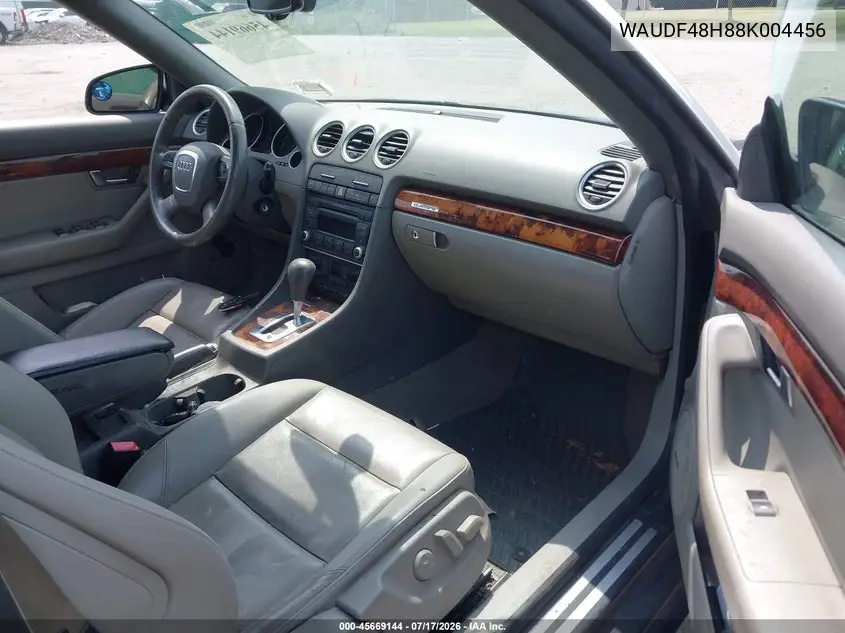 2008 Audi A4 2.0T VIN: WAUDF48H88K004456 Lot: 45669144