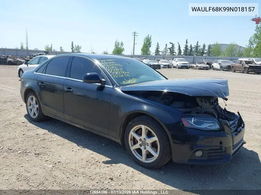 2009 Audi A4 2.0T Quattro VIN: WAULF68K99N018157 Lot: 12654396