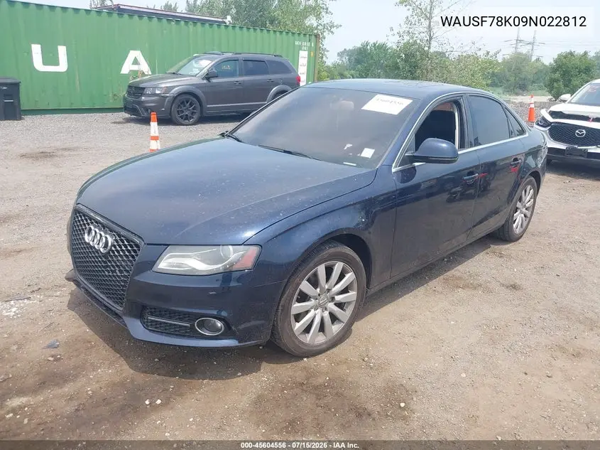2009 Audi A4 2.0T Premium VIN: WAUSF78K09N022812 Lot: 45604556