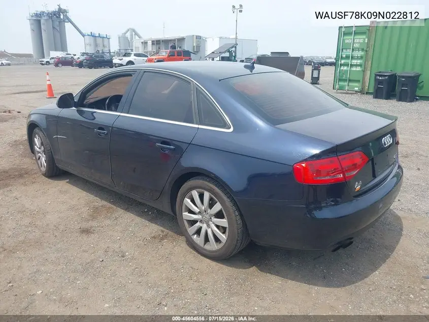 2009 Audi A4 2.0T Premium VIN: WAUSF78K09N022812 Lot: 45604556