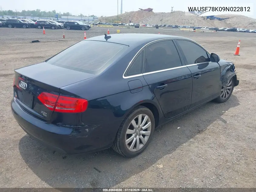 2009 Audi A4 2.0T Premium VIN: WAUSF78K09N022812 Lot: 45604556