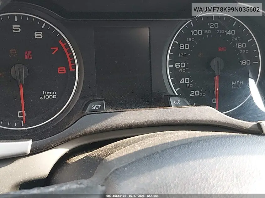 2009 Audi A4 2.0T Premium VIN: WAUMF78K99N035602 Lot: 45645103