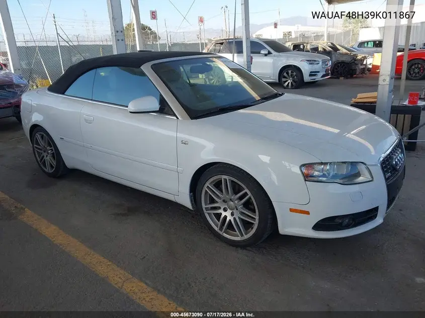 2009 Audi A4 2.0T Special Edition VIN: WAUAF48H39K011867 Lot: 45673090