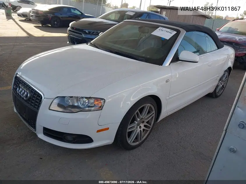 2009 Audi A4 2.0T Special Edition VIN: WAUAF48H39K011867 Lot: 45673090