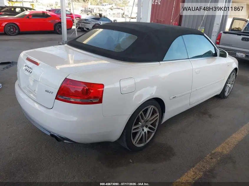 2009 Audi A4 2.0T Special Edition VIN: WAUAF48H39K011867 Lot: 45673090