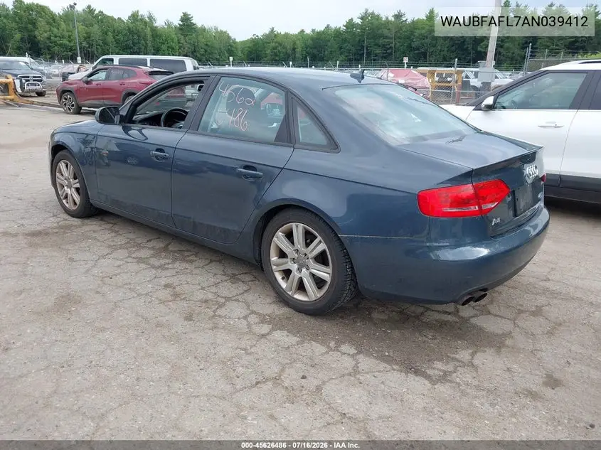 2010 Audi A4 2.0T Premium VIN: WAUBFAFL7AN039412 Lot: 45626486