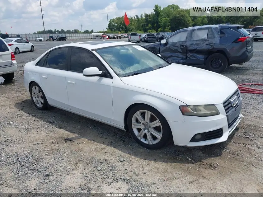 2011 Audi A4 2.0T Premium VIN: WAUAFAFL4BN011404 Lot: 45544916