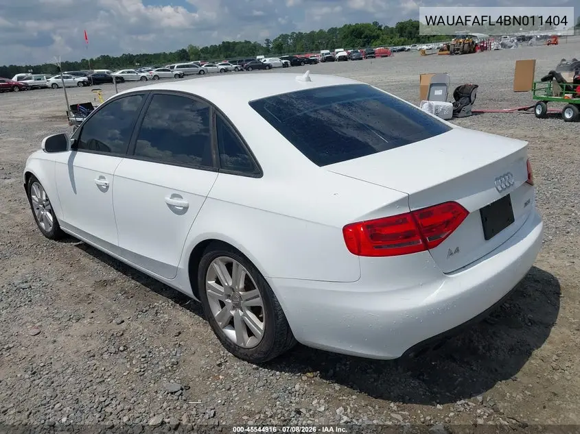 2011 Audi A4 2.0T Premium VIN: WAUAFAFL4BN011404 Lot: 45544916