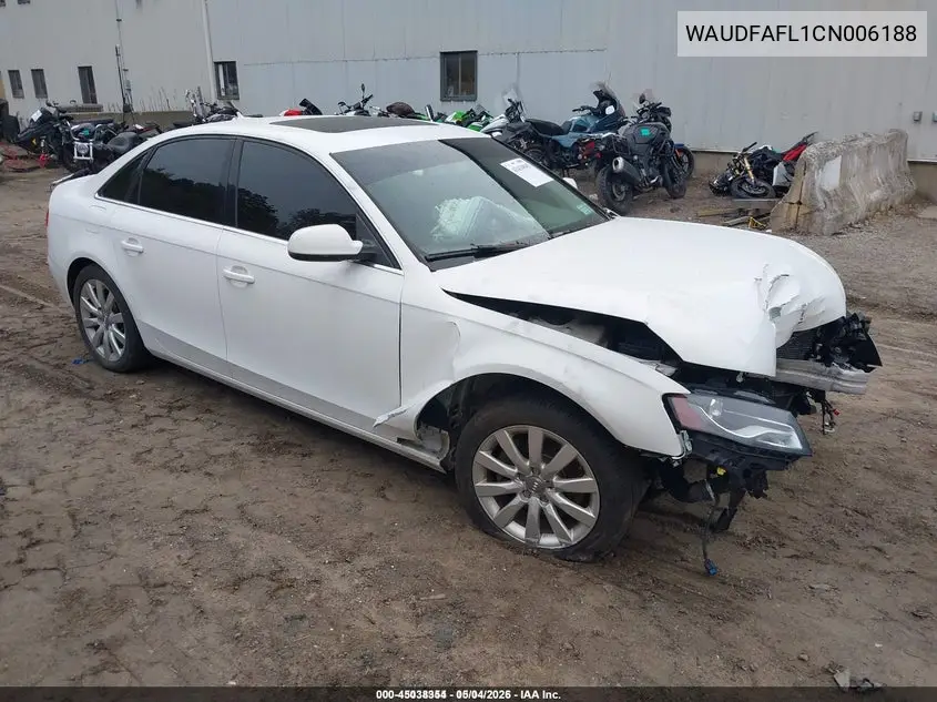 WAUDFAFL1CN006188 2012 Audi A4 2.0T Premium