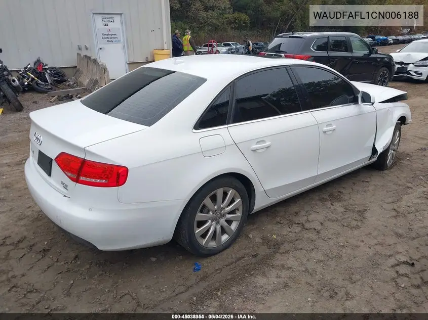 WAUDFAFL1CN006188 2012 Audi A4 2.0T Premium