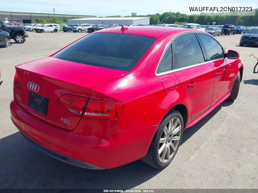 2012 Audi A4 2.0T Premium VIN: WAUFFAFL2CN017323 Lot: 45184904