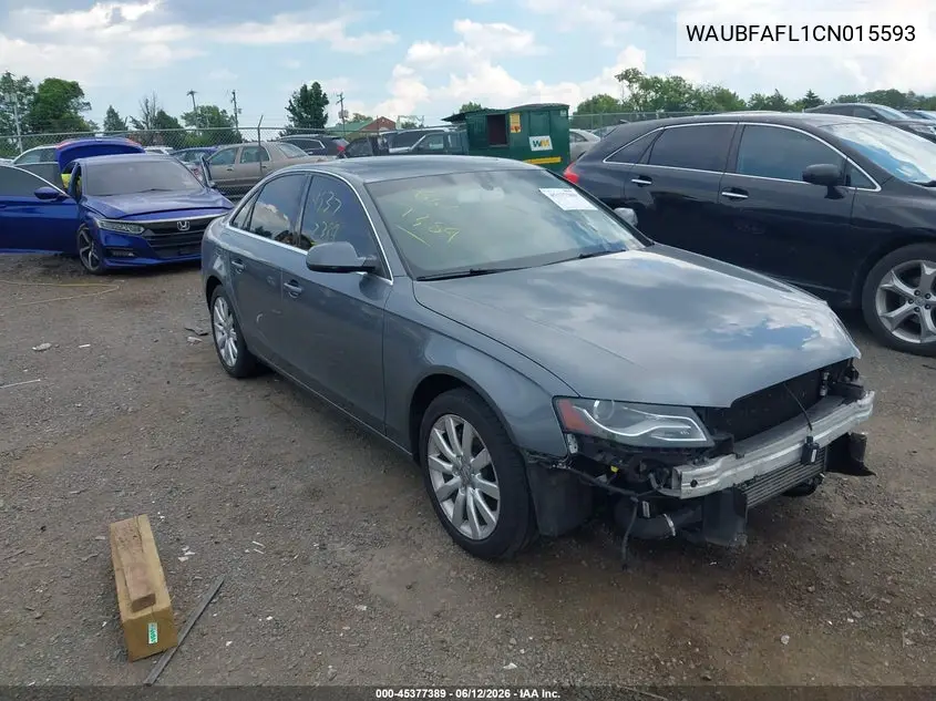 2012 Audi A4 2.0T Premium VIN: WAUBFAFL1CN015593 Lot: 45377389