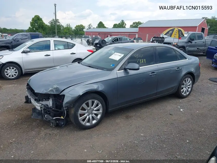2012 Audi A4 2.0T Premium VIN: WAUBFAFL1CN015593 Lot: 45377389