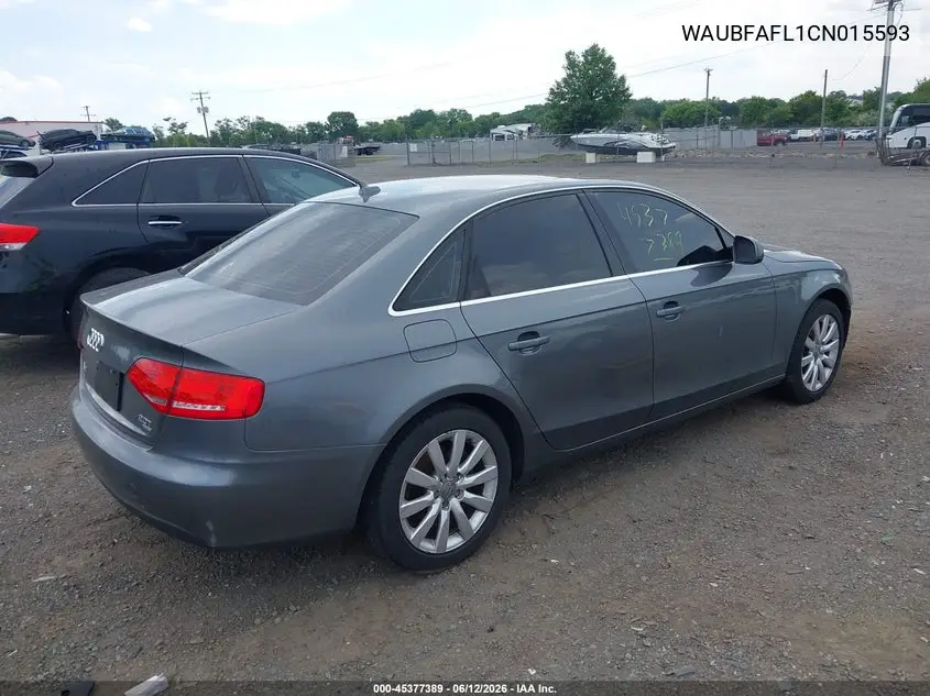 2012 Audi A4 2.0T Premium VIN: WAUBFAFL1CN015593 Lot: 45377389