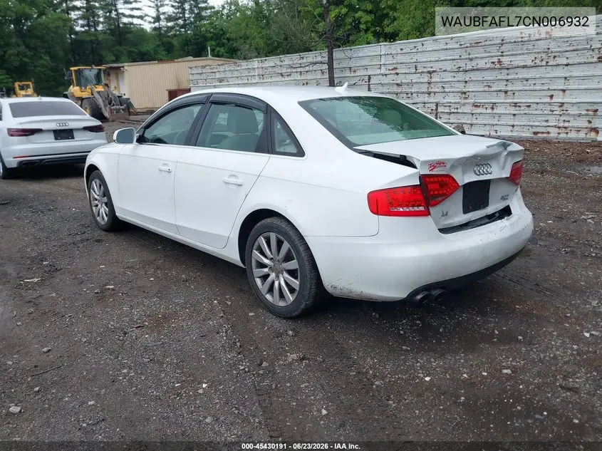 2012 Audi A4 2.0T Premium VIN: WAUBFAFL7CN006932 Lot: 45430191