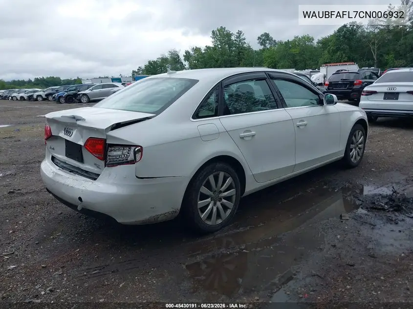 2012 Audi A4 2.0T Premium VIN: WAUBFAFL7CN006932 Lot: 45430191