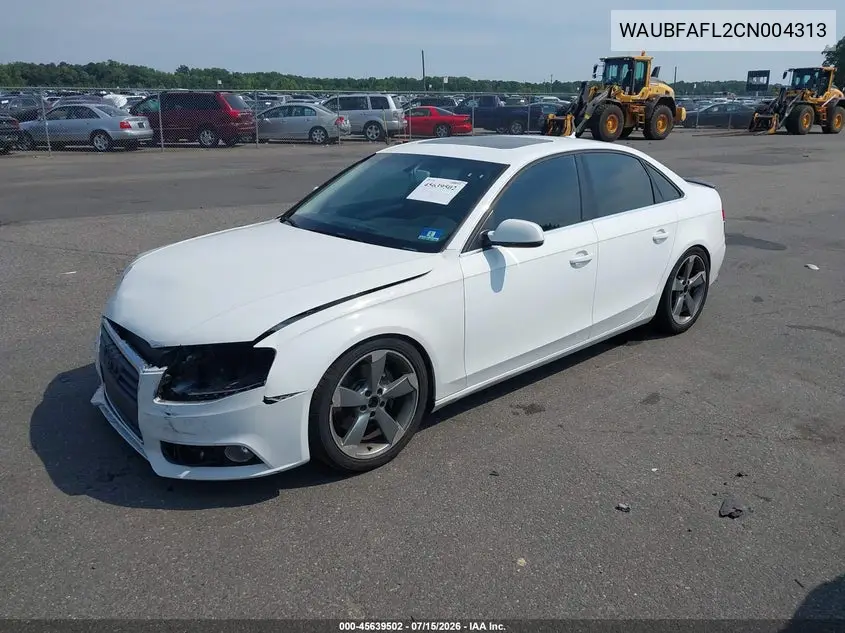 2012 Audi A4 2.0T Premium VIN: WAUBFAFL2CN004313 Lot: 45639502
