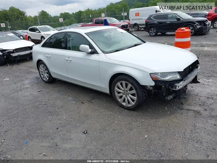 2012 Audi A4 2.0T Premium VIN: WAUBFAFL3CA117534 Lot: 45683732