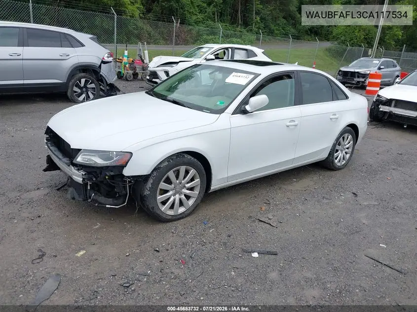 2012 Audi A4 2.0T Premium VIN: WAUBFAFL3CA117534 Lot: 45683732