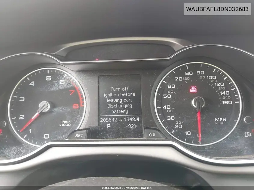 2013 Audi A4 2.0T Premium VIN: WAUBFAFL8DN032683 Lot: 45626923