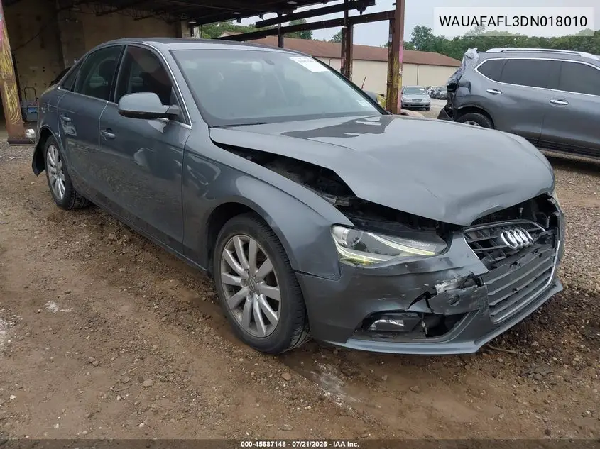 2013 Audi A4 2.0T Premium VIN: WAUAFAFL3DN018010 Lot: 45687148