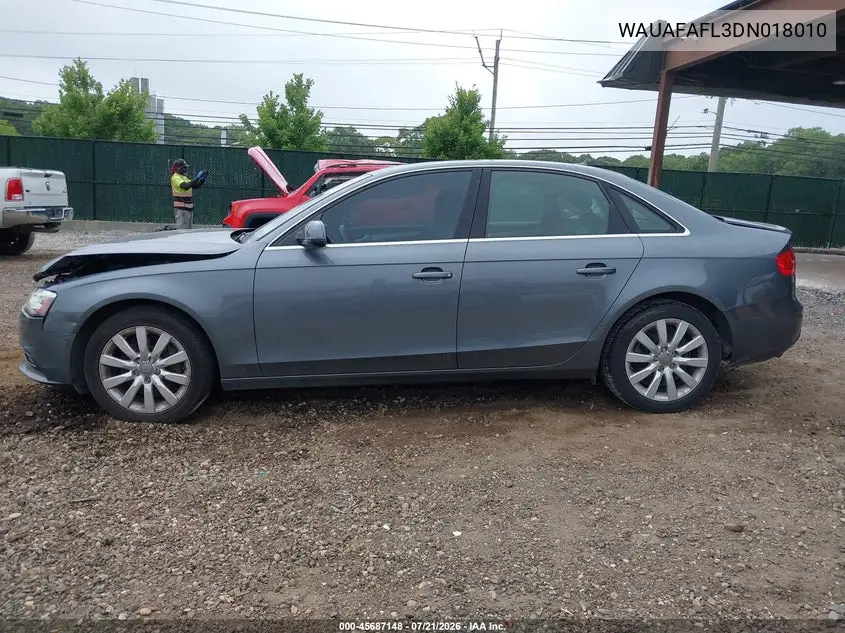 2013 Audi A4 2.0T Premium VIN: WAUAFAFL3DN018010 Lot: 45687148