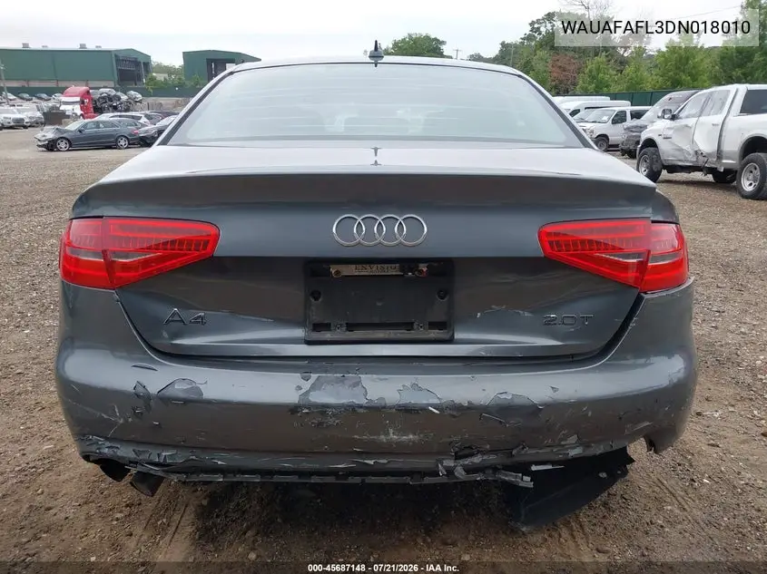 2013 Audi A4 2.0T Premium VIN: WAUAFAFL3DN018010 Lot: 45687148