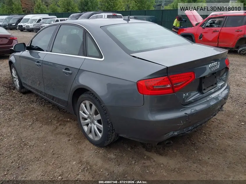 2013 Audi A4 2.0T Premium VIN: WAUAFAFL3DN018010 Lot: 45687148