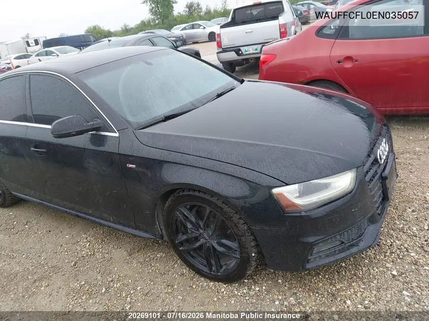 2014 Audi A4 2.0T Quattro VIN: WAUFFCFL0EN035057 Lot: 20269101