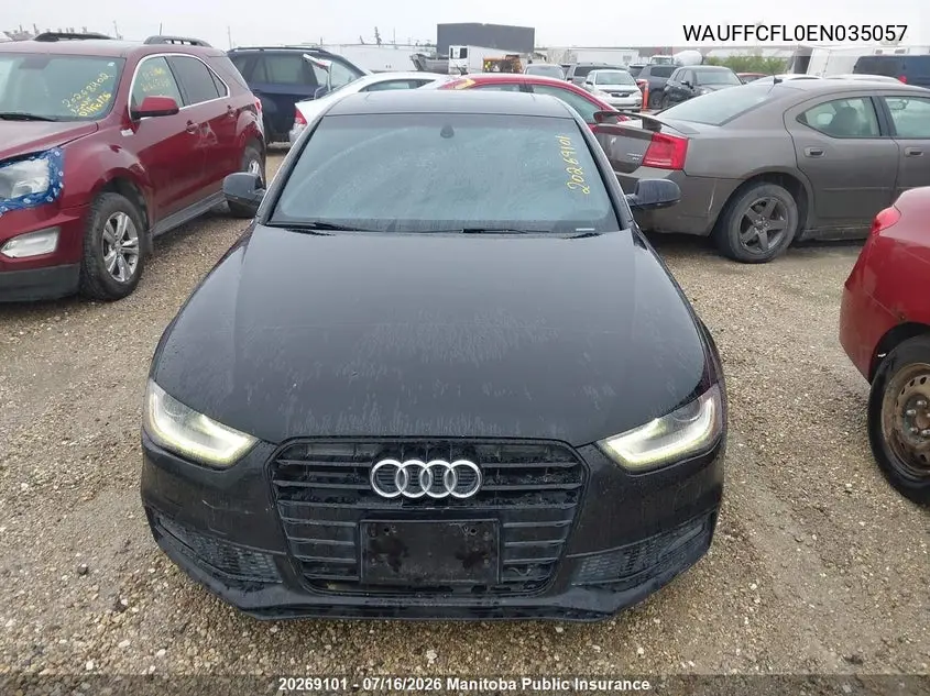 2014 Audi A4 2.0T Quattro VIN: WAUFFCFL0EN035057 Lot: 20269101