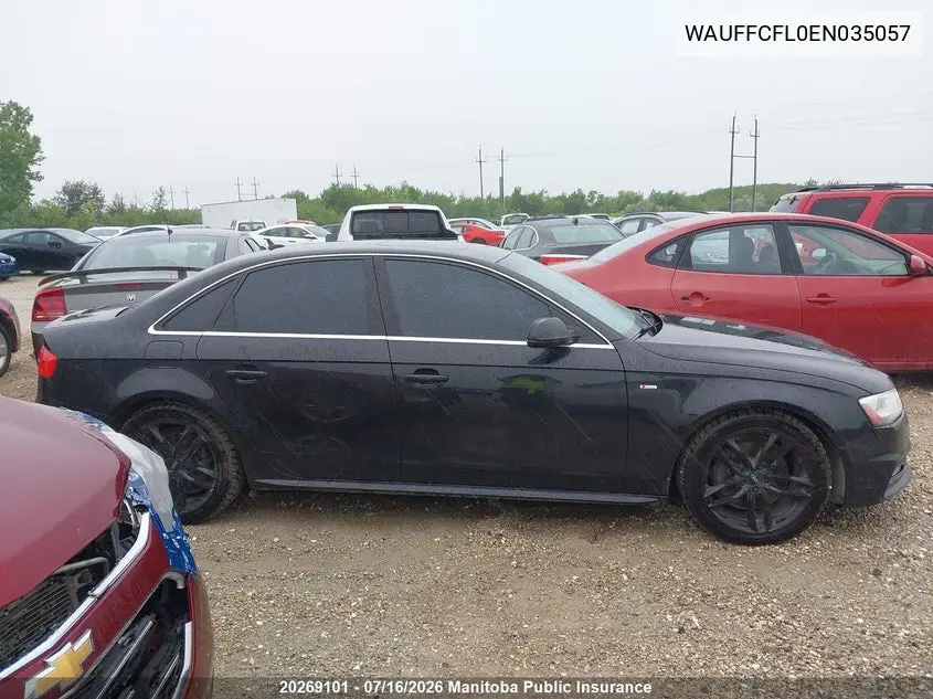 2014 Audi A4 2.0T Quattro VIN: WAUFFCFL0EN035057 Lot: 20269101