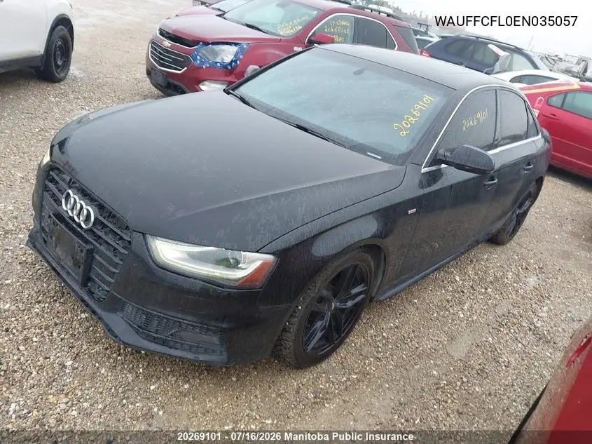 2014 Audi A4 2.0T Quattro VIN: WAUFFCFL0EN035057 Lot: 20269101
