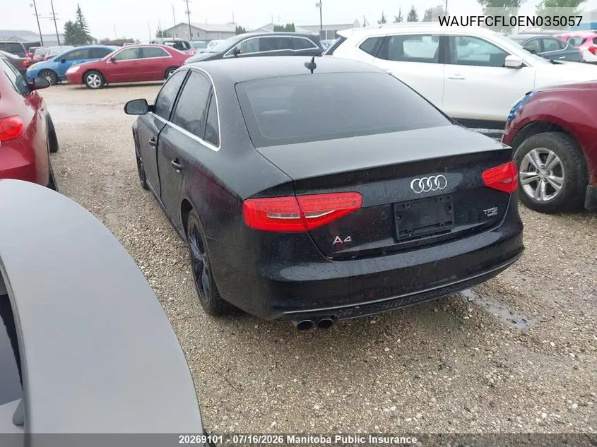 2014 Audi A4 2.0T Quattro VIN: WAUFFCFL0EN035057 Lot: 20269101