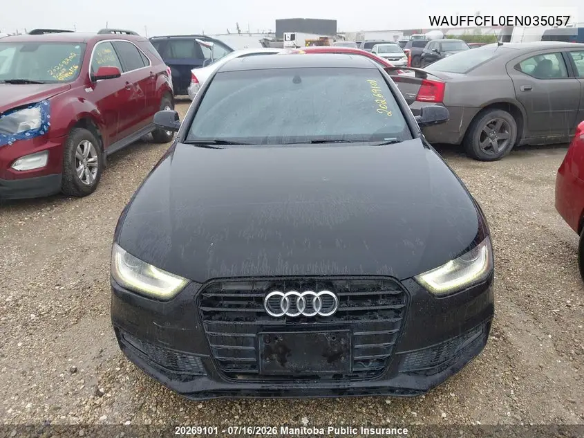 2014 Audi A4 2.0T Quattro VIN: WAUFFCFL0EN035057 Lot: 20269101