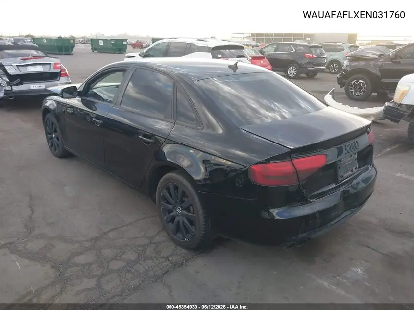 2014 Audi A4 2.0T Premium VIN: WAUAFAFLXEN031760 Lot: 45354930