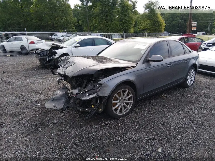 2014 Audi A4 2.0T Premium VIN: WAUBFAFL6EN039875 Lot: 45421586