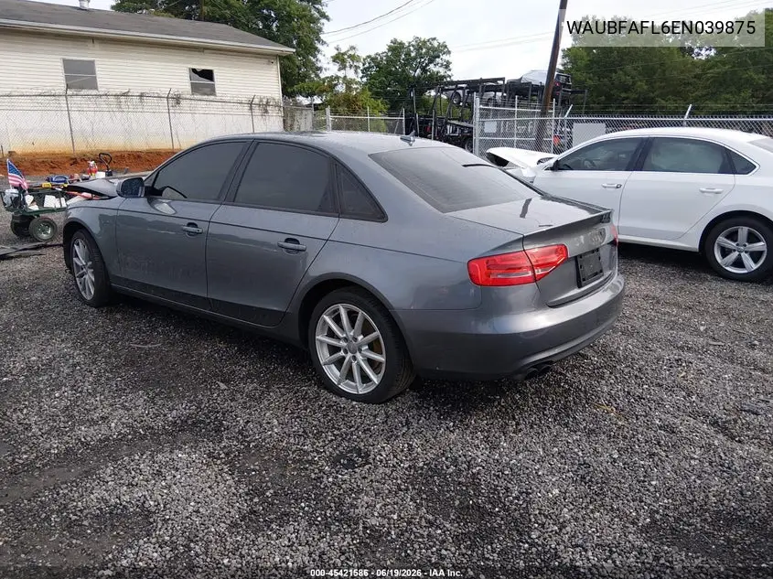 2014 Audi A4 2.0T Premium VIN: WAUBFAFL6EN039875 Lot: 45421586